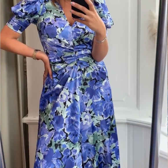 ROTATE Birger Christensen Sierina Floral Satin Midi Dress - Picture 3 of 14